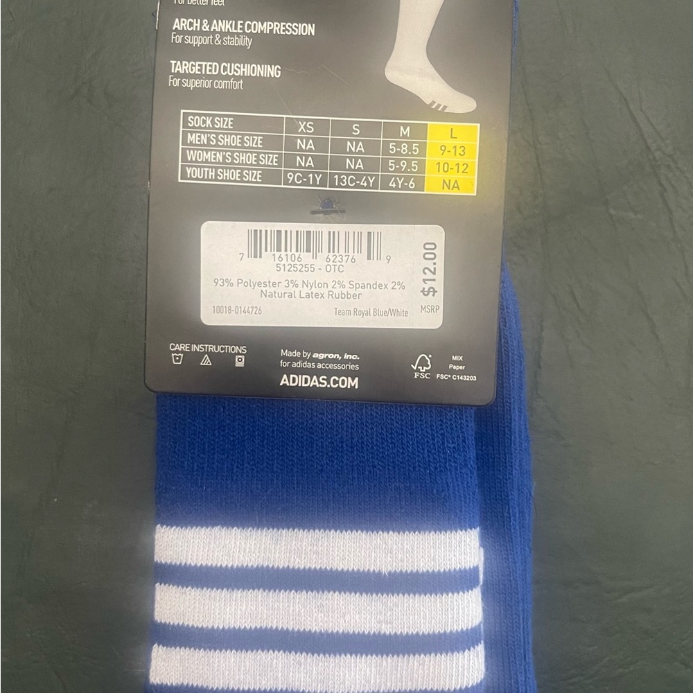 adidas Men's Blue Crew Athletic Socks